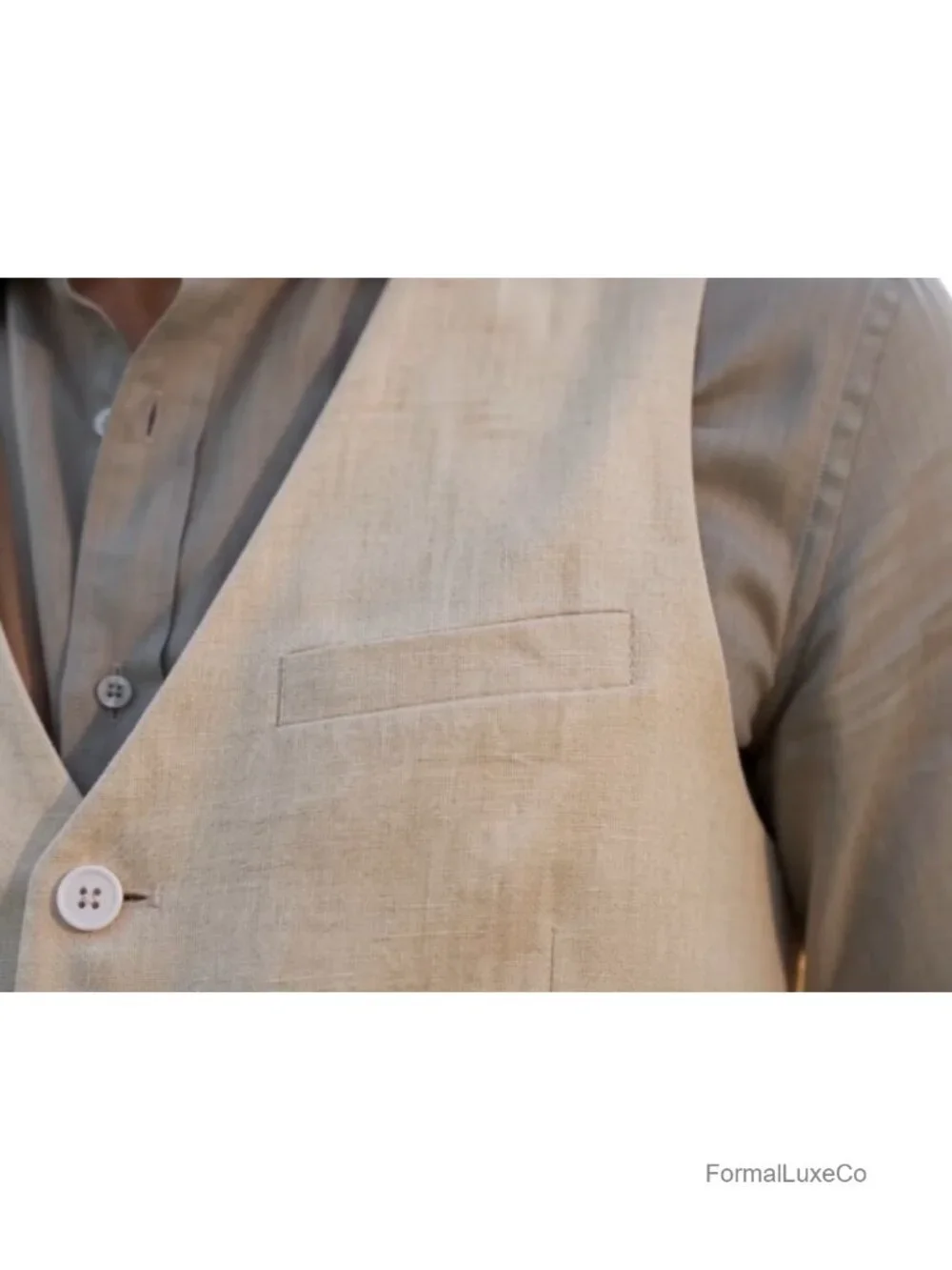 Men's Linen Suit 2-Piece Set Vest and Pants Wedding Party